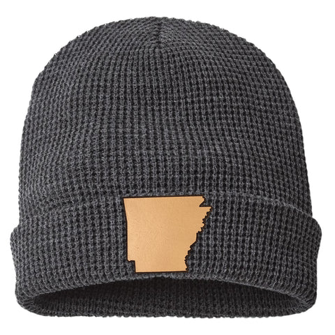 Charcoal Waffle Beanie - Leather State