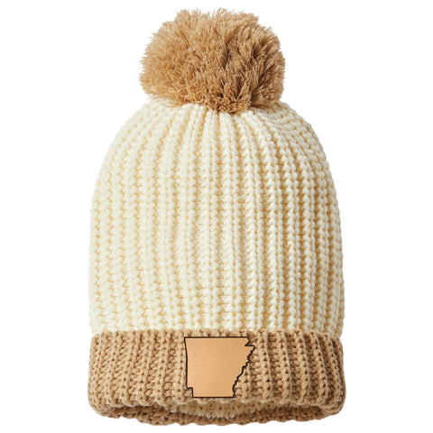 Cream Pom-Pom Beanie - Leather State